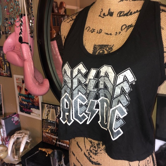 -GIFTED-AC/DC Razorback Tank Crop Top - Picture 2 of 6